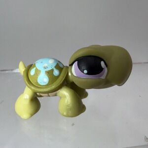 Littest Pet Shop #149‎ Green Turtle W/ Blue Splash & Purple Dot Eyes LPS